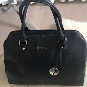 Furla Black Satchel Handbag with ‘never used’ long strap